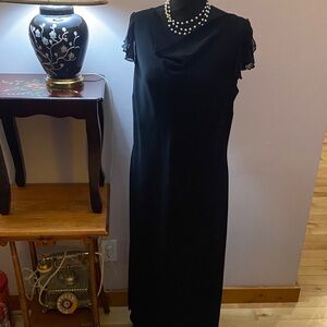 Jones New York Black Maxi Dress with Draped Neckline